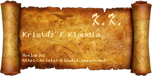 Kristóf Klaudia névjegykártya